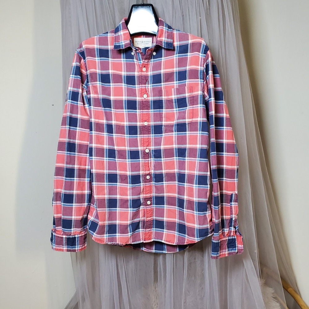 Denim & Supply Ralph Lauren Plaid Button Up Shirt Mens M Cotton Western Casual